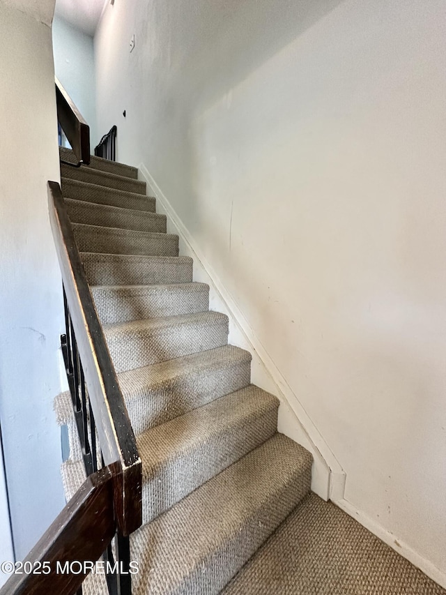 136 Windward Dr, Barnegat, NJ 08005 - stairs with baseboards and carpet flooring