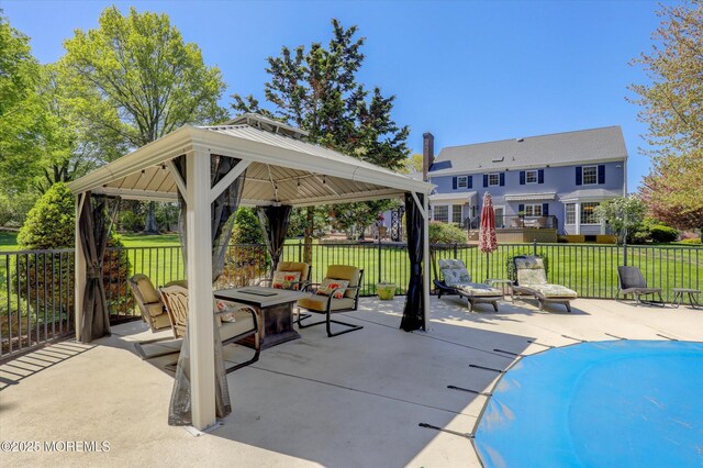 view of patio featuring a gazebo
