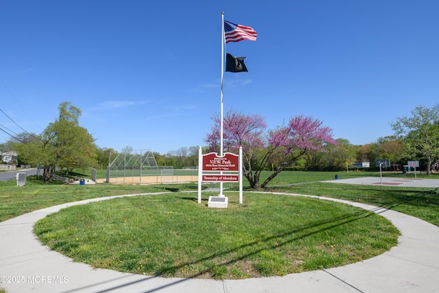 view of community with a lawn