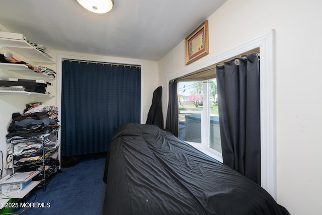 carpeted bedroom with access to outside