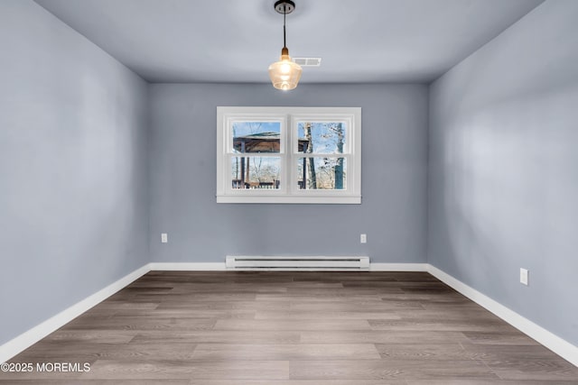 108 Manchester Ave, Forked River, NJ 08731 - unfurnished dining area featuring baseboards, wood finished floors, and baseboard heating