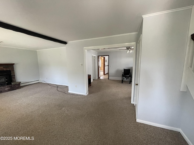 2015 5th Ave, Spring Lake, NJ 07762 - unfurnished living room with crown molding, baseboards, and dark carpet