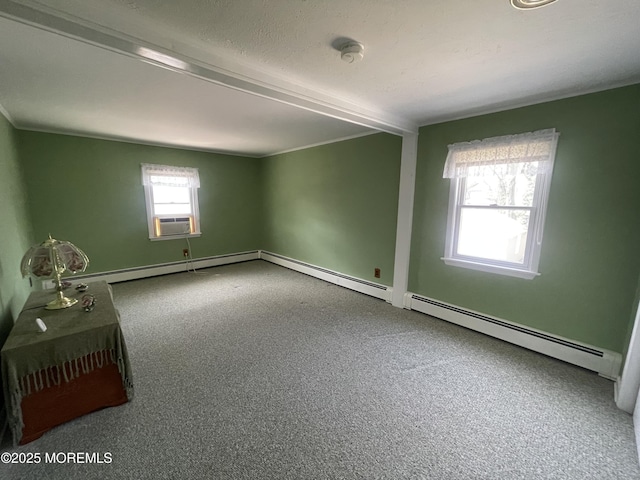 2015 5th Ave, Spring Lake, NJ 07762 - carpeted spare room featuring baseboards, a baseboard radiator, crown molding, and cooling unit