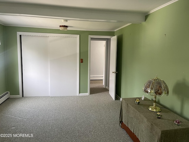 2015 5th Ave, Spring Lake, NJ 07762 - interior space with baseboards, a baseboard heating unit, and ornamental molding