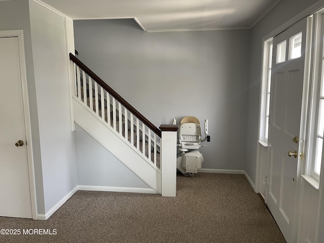 2015 5th Ave, Spring Lake, NJ 07762 - foyer with carpet floors, baseboards, and crown molding
