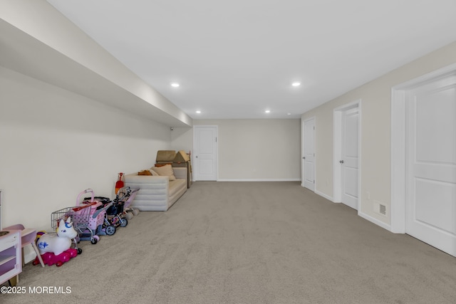 interior space with recessed lighting and carpet