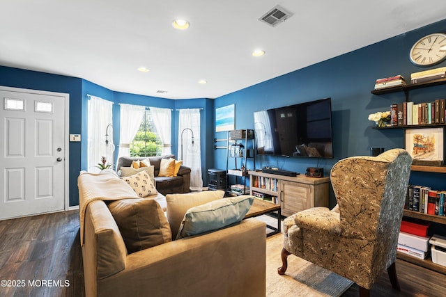27 Mainbraid Ct, Tinton Falls, NJ 07753 - living room with recessed lighting, visible vents, and wood finished floors