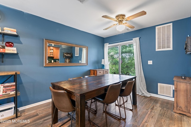 27 Mainbraid Ct, Tinton Falls, NJ 07753 - dining room featuring baseboards, ceiling fan, wood finished floors, and visible vents