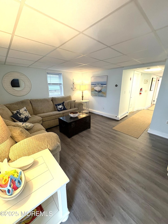 25 O St, Seaside Park, NJ 08752 - living room featuring a drop ceiling and dark wood-type flooring