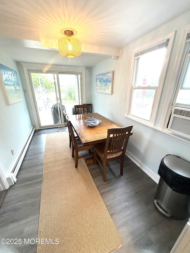 25 O St, Seaside Park, NJ 08752 - dining room with baseboard heating, dark wood-type flooring, and cooling unit
