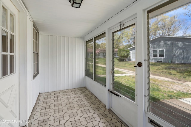 view of unfurnished sunroom