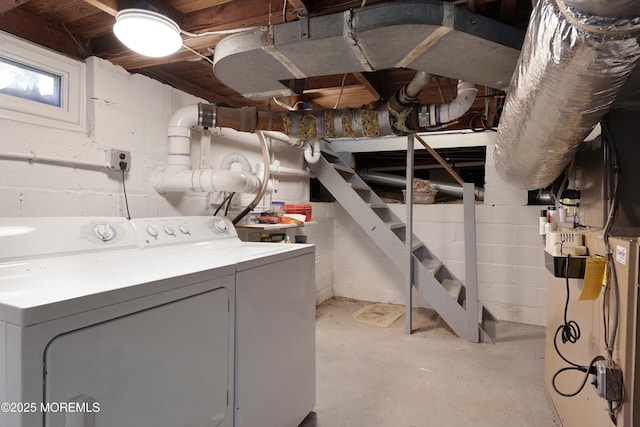 washroom with washer and dryer and laundry area