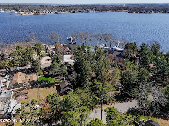 bird's eye view featuring a residential view and a water view