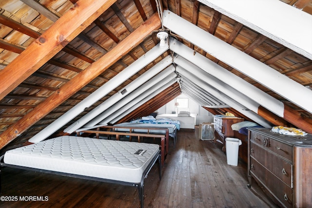 view of unfinished attic