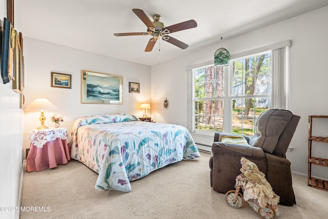 435B New Castle Ct, Manchester, NJ 08759 - bedroom with carpet floors, a ceiling fan, and a baseboard heating unit
