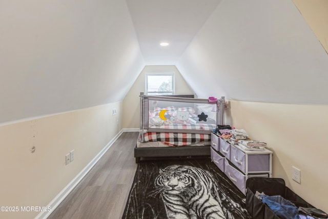 1603 Berkeley Ave, Beachwood, NJ 08722 - bedroom featuring wood finished floors, vaulted ceiling, and baseboards