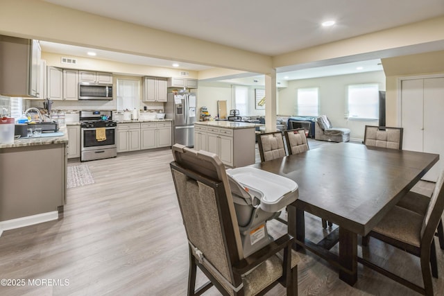 1603 Berkeley Ave, Beachwood, NJ 08722 - dining room with recessed lighting and light wood finished floors