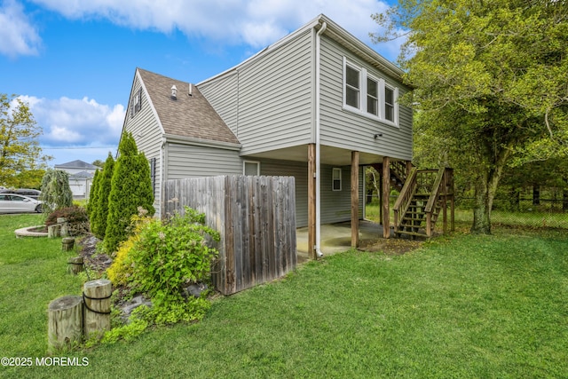 1603 Berkeley Ave, Beachwood, NJ 08722 - rear view of house featuring stairs and roof with shingles