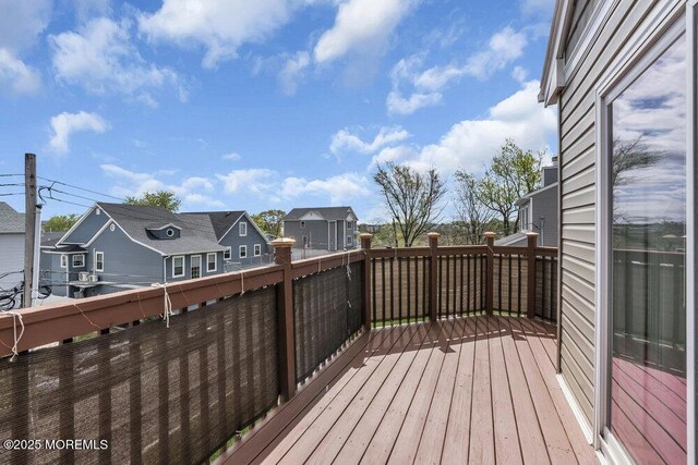 deck with a residential view