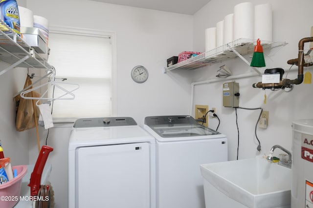 2271 Kira Ct, Toms River, NJ 08755 - clothes washing area featuring water heater and washing machine and clothes dryer
