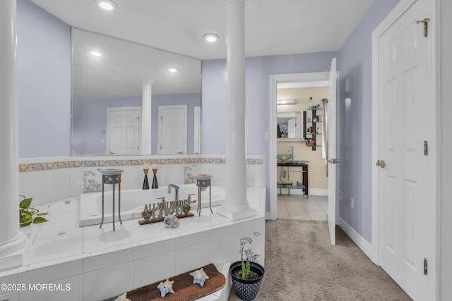14 Dolan Ave, Aberdeen, NJ 07747 - bathroom with ornate columns and recessed lighting