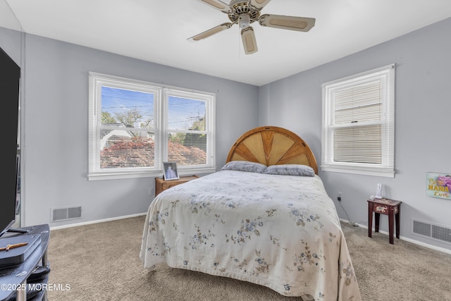 14 Dolan Ave, Aberdeen, NJ 07747 - bedroom featuring light carpet, a ceiling fan, and visible vents