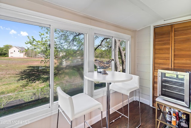 sunroom / solarium with wine cooler