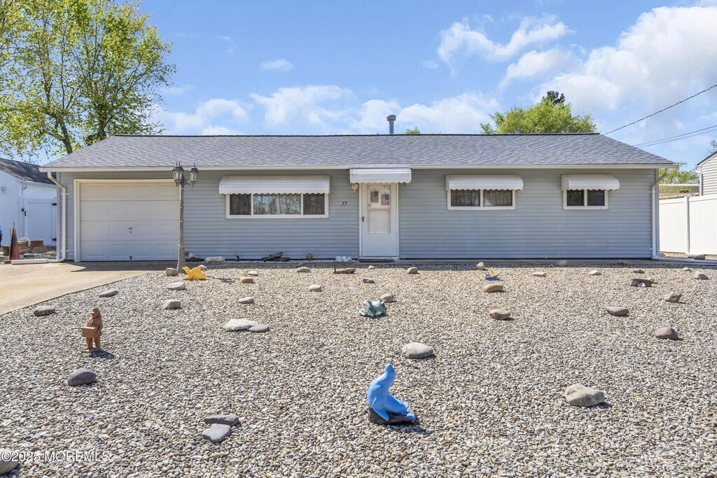 17 Easy St, Toms River, NJ 08757 - single story home with a shingled roof, an attached garage, and driveway