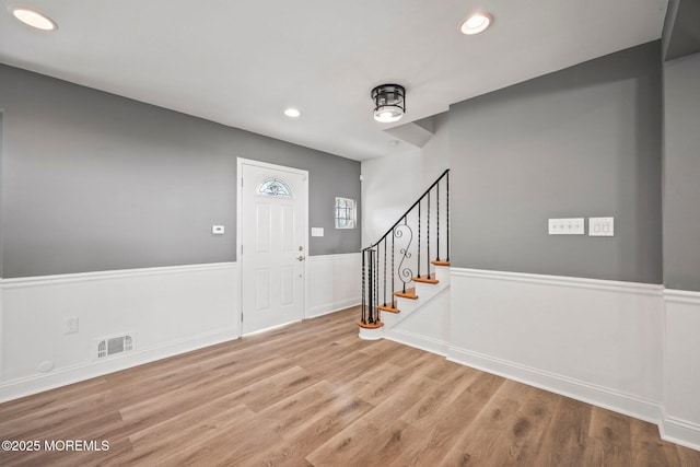 2338 Ramshorn Dr, Allenwood, NJ 08720 - entrance foyer with visible vents, recessed lighting, stairs, and wood finished floors