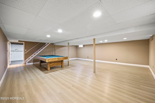 2338 Ramshorn Dr, Allenwood, NJ 08720 - rec room featuring baseboards, recessed lighting, wood finished floors, and pool table