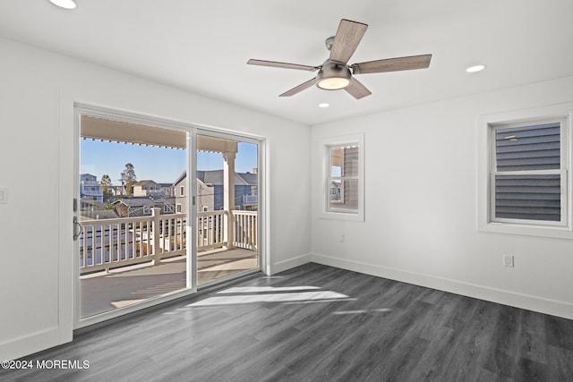 1501 Central, Seaside Heights, NJ 08751 - unfurnished room with dark wood-type flooring, recessed lighting, a ceiling fan, and baseboards