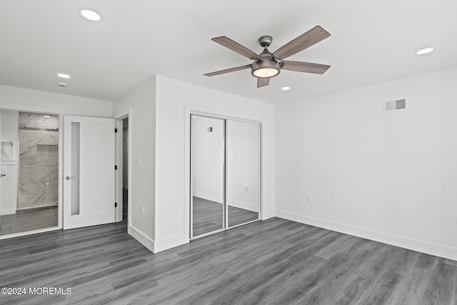 1501 Central, Seaside Heights, NJ 08751 - unfurnished bedroom featuring recessed lighting, a closet, baseboards, wood finished floors, and ensuite bath