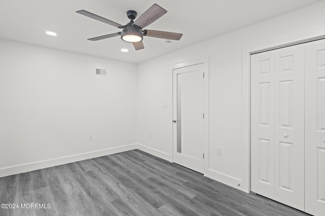 1501 Central, Seaside Heights, NJ 08751 - unfurnished bedroom with wood finished floors, recessed lighting, baseboards, a ceiling fan, and a closet