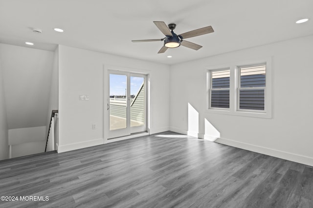 1501 Central, Seaside Heights, NJ 08751 - empty room with recessed lighting, dark wood-type flooring, a ceiling fan, and baseboards