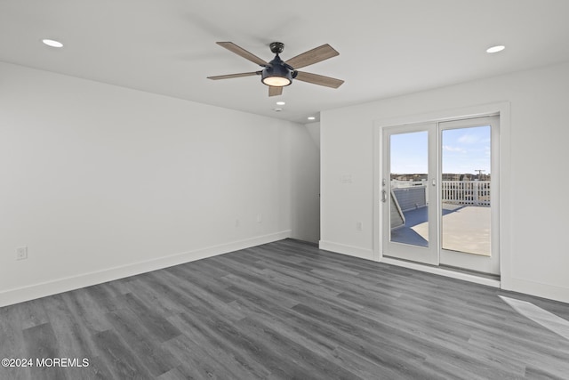 1501 Central, Seaside Heights, NJ 08751 - spare room with recessed lighting, dark wood finished floors, ceiling fan, and baseboards