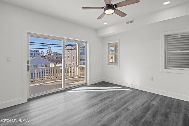 1501 Central, Seaside Heights, NJ 08751 - spare room with wood finished floors, recessed lighting, baseboards, ceiling fan, and healthy amount of natural light