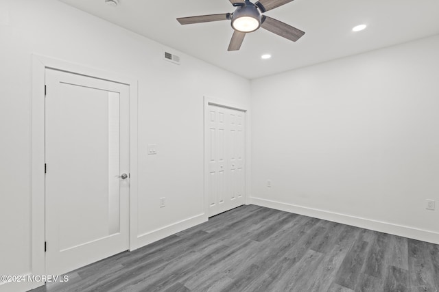 1501 Central, Seaside Heights, NJ 08751 - unfurnished bedroom with wood finished floors, baseboards, recessed lighting, a closet, and a ceiling fan