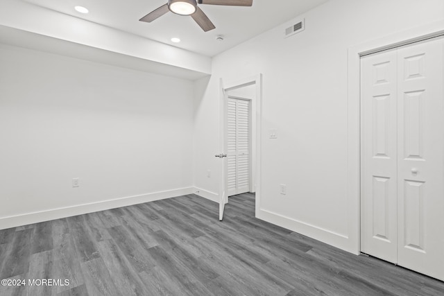 1501 Central, Seaside Heights, NJ 08751 - unfurnished bedroom with wood finished floors, recessed lighting, baseboards, ceiling fan, and a closet