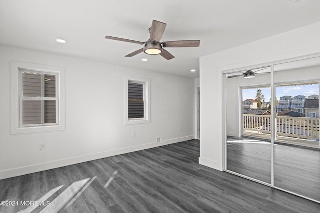 1501 Central, Seaside Heights, NJ 08751 - spare room with ceiling fan, recessed lighting, dark wood-style flooring, and baseboards