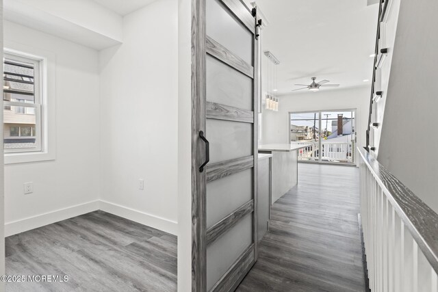 1501 Central, Seaside Heights, NJ 08751 - hallway with wood finished floors, a barn door, and baseboards