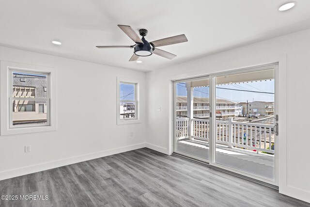 1501 Central, Seaside Heights, NJ 08751 - spare room featuring wood finished floors, recessed lighting, baseboards, and a ceiling fan