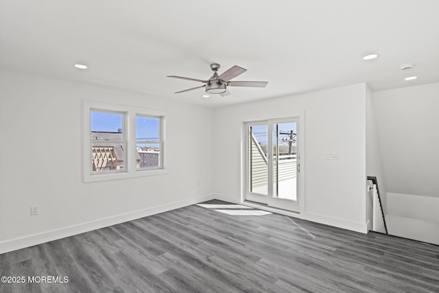 1501 Central, Seaside Heights, NJ 08751 - unfurnished room featuring recessed lighting, dark wood-type flooring, ceiling fan, baseboards, and a smoke detector