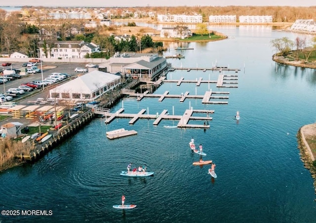 aerial view of a nearby body of water