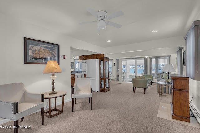 254 Butler Blvd, Bayville, NJ 08721 - sitting room featuring ceiling fan, recessed lighting, and light colored carpet