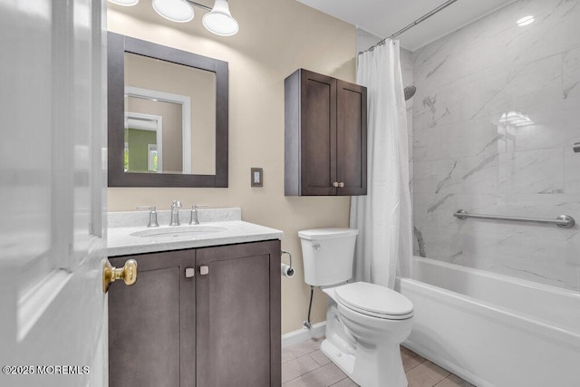 5 Beth Dr, Middletown, NJ 07748 - full bath with shower / bath combo, vanity, tile patterned floors, baseboards, and toilet