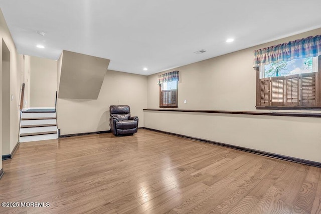 5 Beth Dr, Middletown, NJ 07748 - interior space featuring visible vents, wood finished floors, baseboards, stairway, and recessed lighting