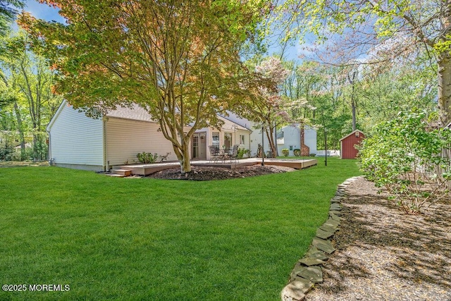 5 Beth Dr, Middletown, NJ 07748 - view of yard with an outbuilding, a shed, and a patio