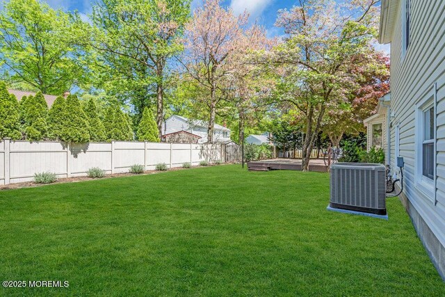5 Beth Dr, Middletown, NJ 07748 - view of yard with central air condition unit and a fenced backyard