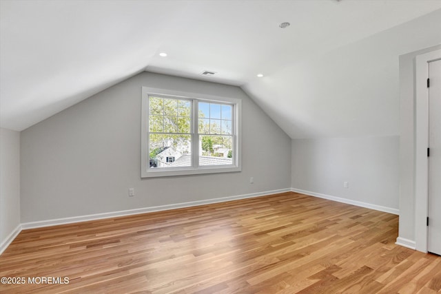 26 Rumson Pl, Little Silver, NJ 07739 - additional living space featuring visible vents, baseboards, lofted ceiling, light wood-style floors, and recessed lighting
