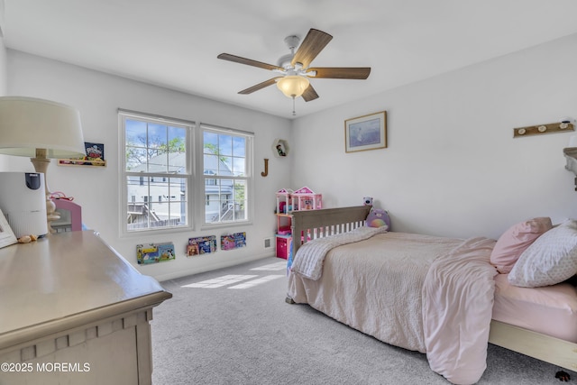 bedroom with carpet and ceiling fan